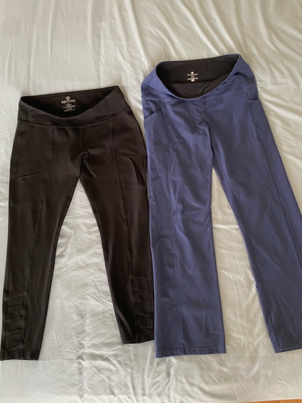 90 Degree By Reflex Black/Tuff Athletics Blue Leggings Set, 2 pr